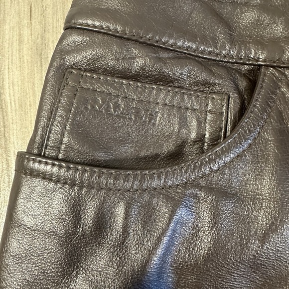 VTG Ralph Lauren Pants Dark Brown Leather Size 10 Minimalist Biker Preppy Casual - Picture 5 of 9